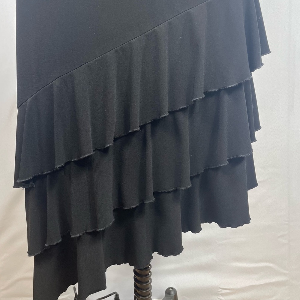 Onyx Nite Halter Dress 10 Black Cocktail LBD Tier 2000s Glam Rhinestone Vtg - Picture 7 of 13